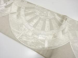 アンティーク　源氏車に花模様織り出し袋帯（材料）